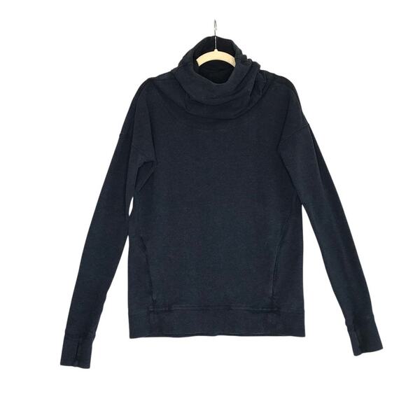 LULULEMON Stress Less Hoodie Sweatshirt Sz 6 Navy Funnel Neck Sporty Travel Boho - Picture 6 of 14